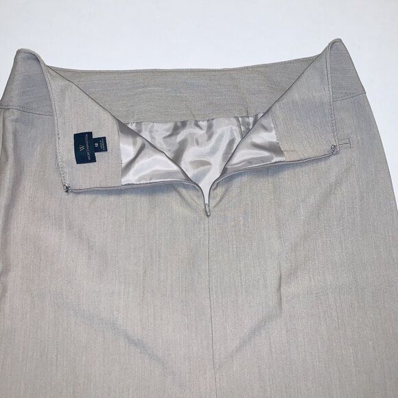 Worthington Skirt Sz 12 Tan Khaki Straight Pencil Lined Back Kick Pleat & Zip - Picture 3 of 10